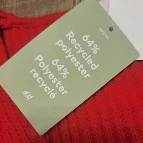 Nwt H&M Red DOLMAN SLEEVE Semi- Cropped V-neck Sweater S - Picture 8 of 11